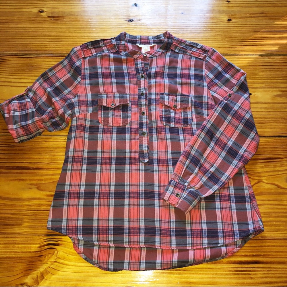 Sundance plaid flannel popover top
